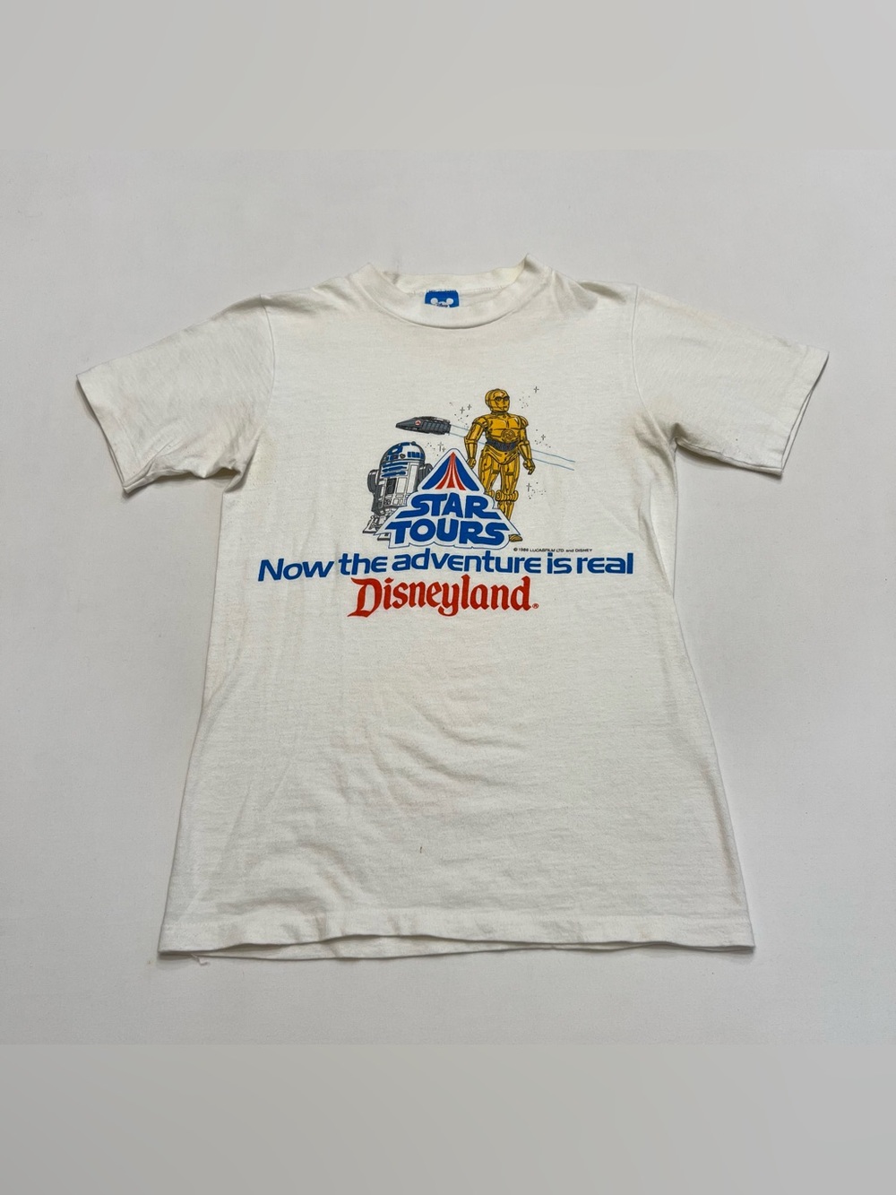 Vintage 1986 Lucas Films & Disney Star Tours Disneyland Advertisement Tee Small
